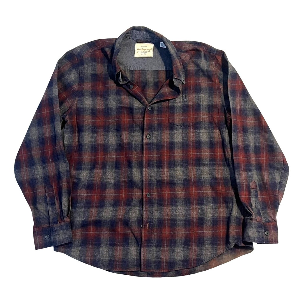 Weatherproof Vintage Flannel Shirt Men's XL | Gray/Navy/Brick Plaid